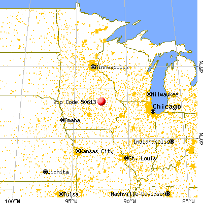 Cedar Falls, IA (50613) map from a distance