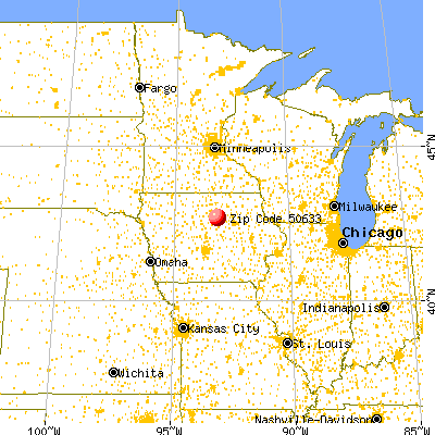 Geneva, IA (50633) map from a distance