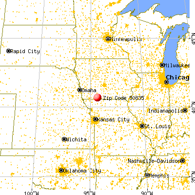 Benton, IA (50835) map from a distance