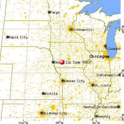 Bridgewater, IA (50837) map from a distance