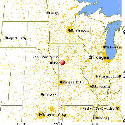 Greenfield, IA (50849) map from a distance