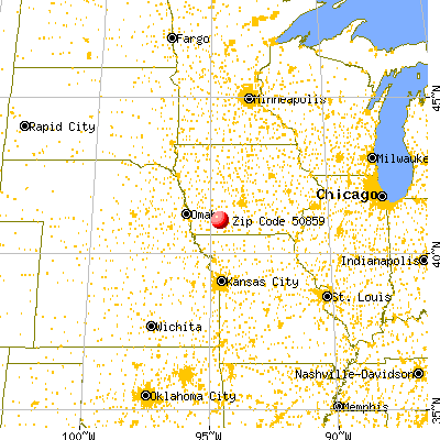 Prescott, IA (50859) map from a distance
