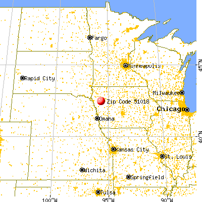 Cushing, IA (51018) map from a distance