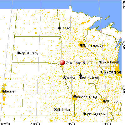 Ireton, IA (51027) map from a distance