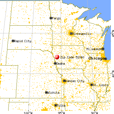 Ute, IA (51060) map from a distance