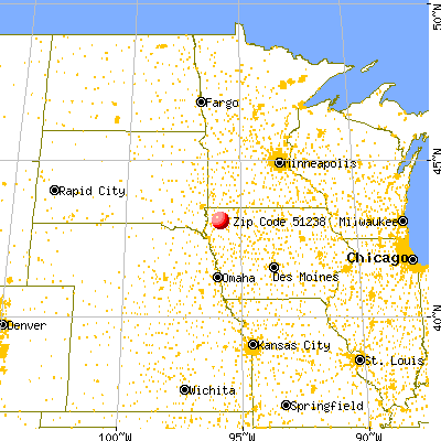 Hospers, IA (51238) map from a distance