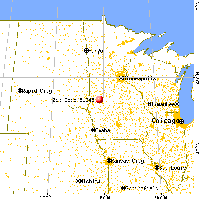 Harris, IA (51345) map from a distance