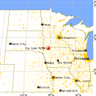 Ocheyedan, IA (51354) map from a distance