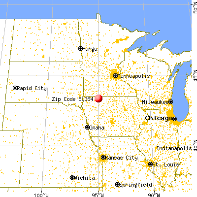 Terril, IA (51364) map from a distance