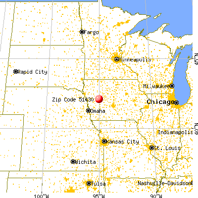 Arcadia, IA (51430) map from a distance