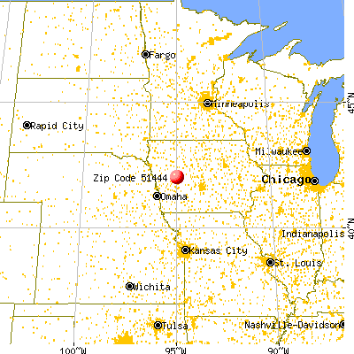 Halbur, IA (51444) map from a distance