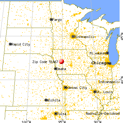 Westside, IA (51467) map from a distance