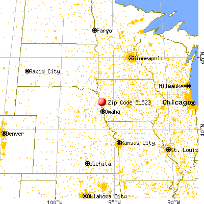 Blencoe, IA (51523) map from a distance