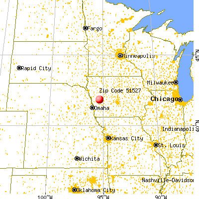 Defiance, IA (51527) map from a distance