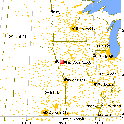 Elliott, IA (51532) map from a distance