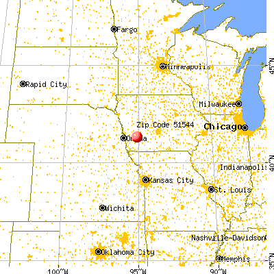 Lewis, IA (51544) map from a distance