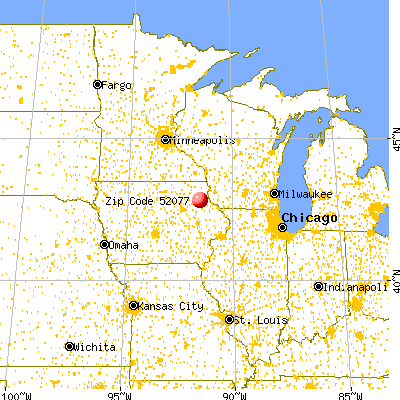 Volga, IA (52077) map from a distance