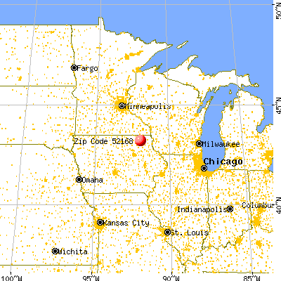 Spillville, IA (52168) map from a distance