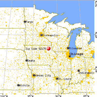 West Union, IA (52175) map from a distance