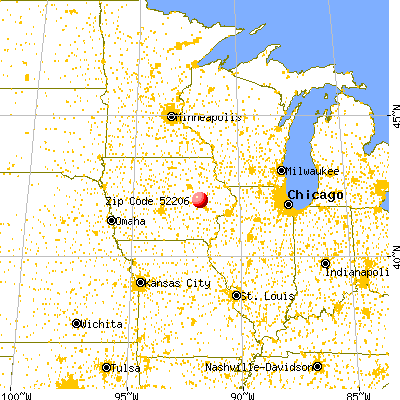 Atkins, IA (52206) map from a distance