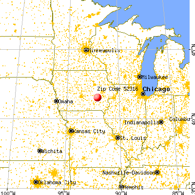 North English, IA (52316) map from a distance