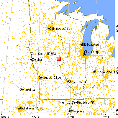 Washington, IA (52353) map from a distance