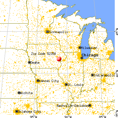 West Branch, IA (52358) map from a distance