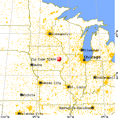 Cedar Rapids, IA (52404) map from a distance
