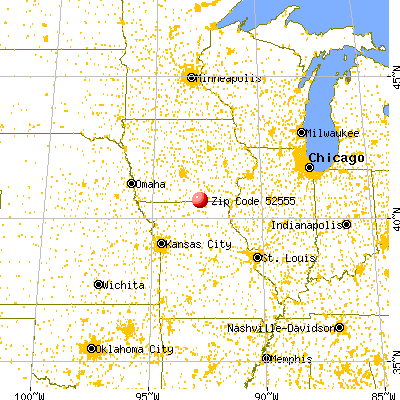 Exline, IA (52555) map from a distance