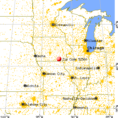 Floris, IA (52560) map from a distance