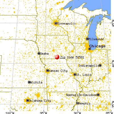 Plano, IA (52581) map from a distance