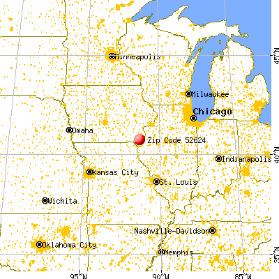 Denmark, IA (52624) map from a distance