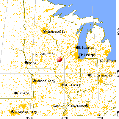 Walcott, IA (52773) map from a distance