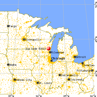 Campbellsport, WI (53010) map from a distance