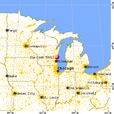 Cedar Grove, WI (53013) map from a distance