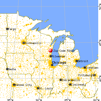 Elkhart Lake, WI (53020) map from a distance