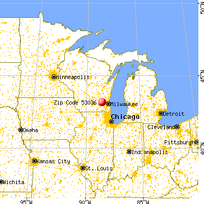 Ixonia, WI (53036) map from a distance