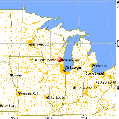 Oconomowoc, WI (53066) map from a distance