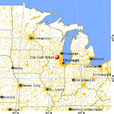 Darien, WI (53114) map from a distance