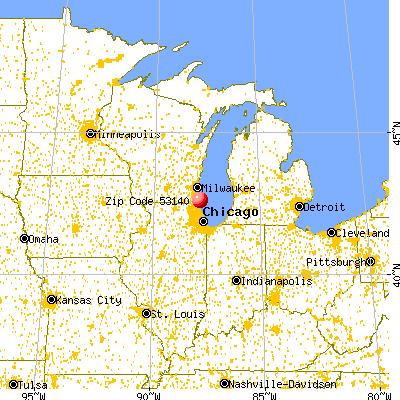 Kenosha, WI (53140) map from a distance