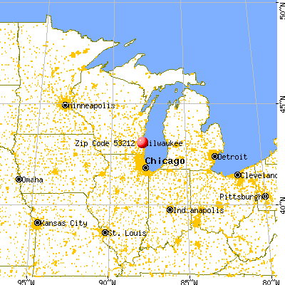 Milwaukee, WI (53212) map from a distance