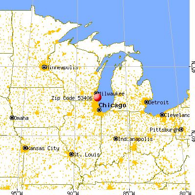 Mount Pleasant, WI (53406) map from a distance