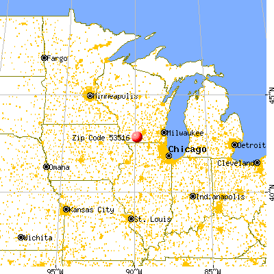 Blanchardville, WI (53516) map from a distance