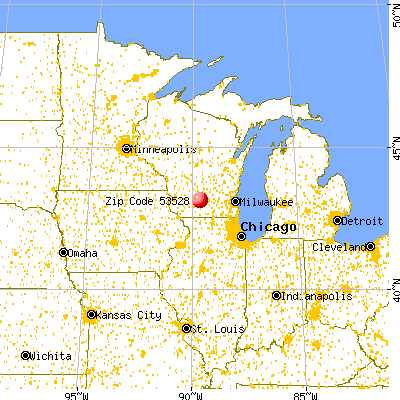 Cross Plains, WI (53528) map from a distance
