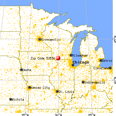 Darlington, WI (53530) map from a distance