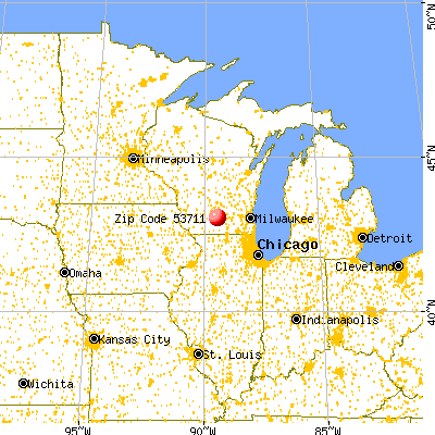 Fitchburg, WI (53711) map from a distance