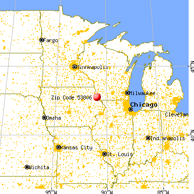 Cassville, WI (53806) map from a distance