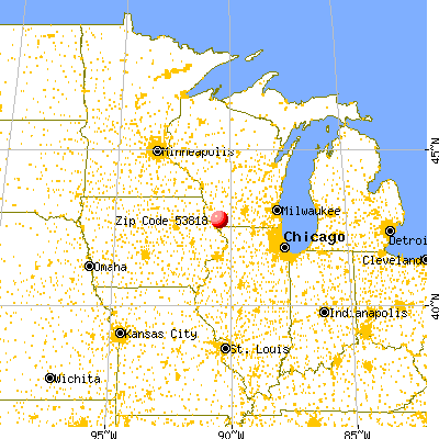 Platteville, WI (53818) map from a distance