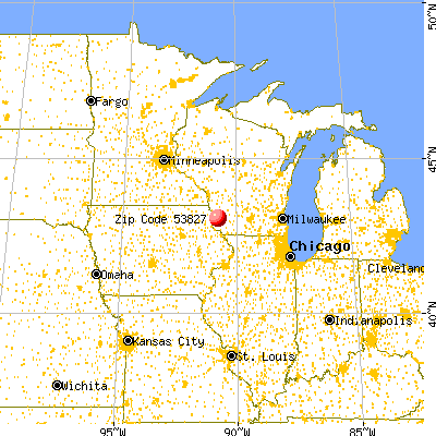 Woodman, WI (53827) map from a distance