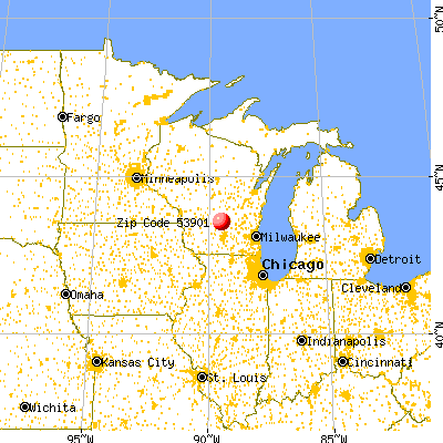 Portage, WI (53901) map from a distance